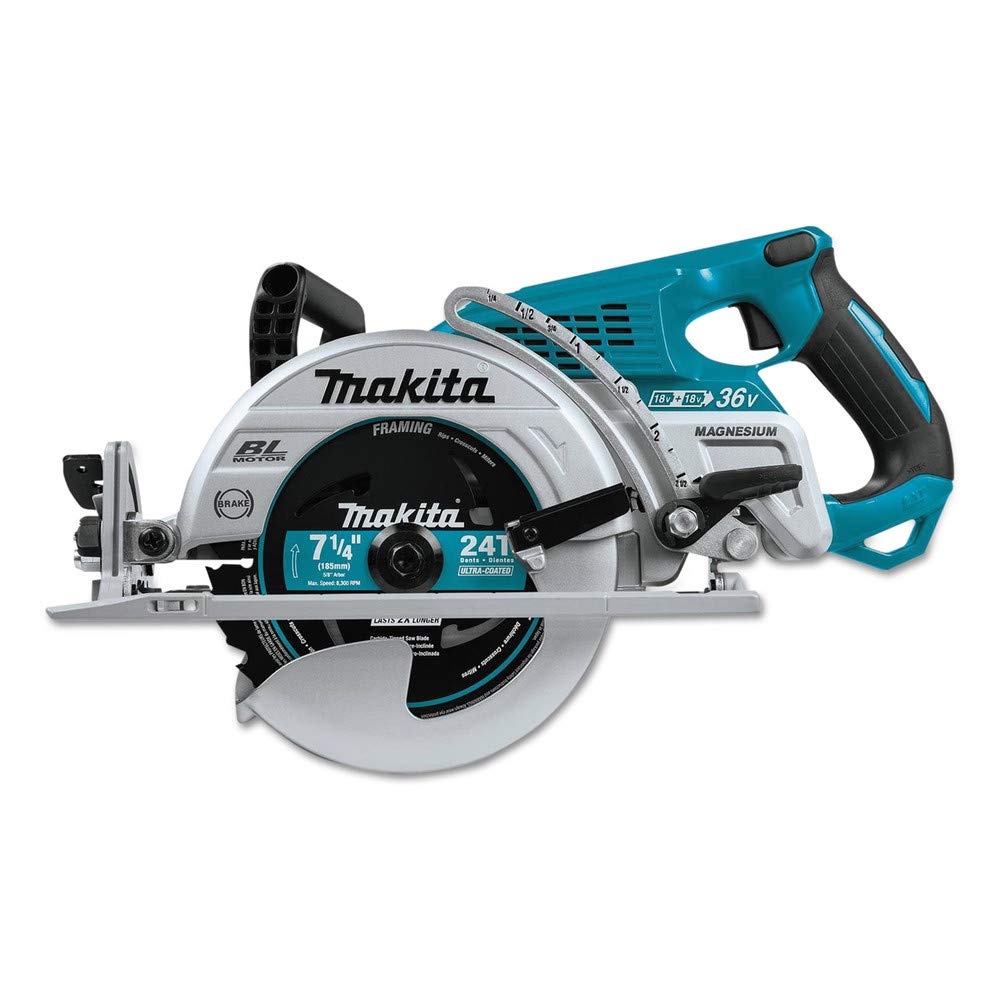 Makita XSR01Z brushless motor delivers 5,100 RPM for fast, precise cuts.