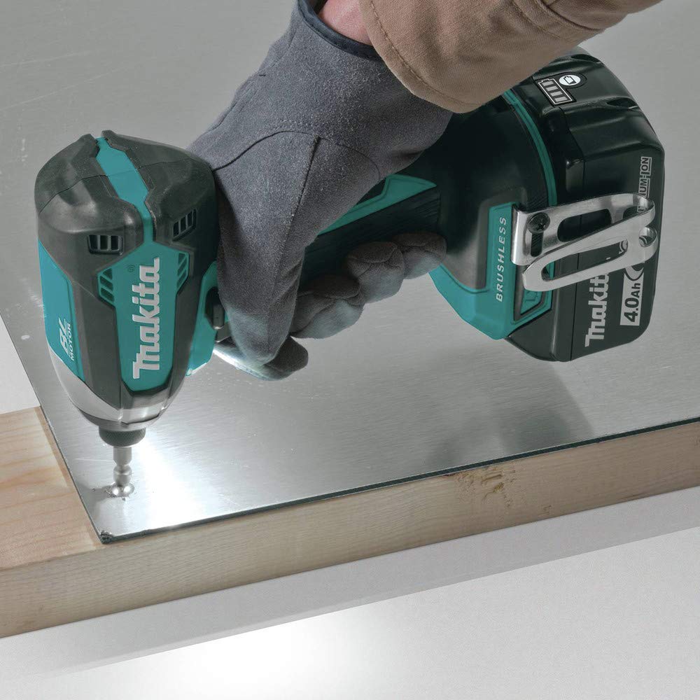 Makita XT269M blue kit in use demonstrates portable cordless versatility.