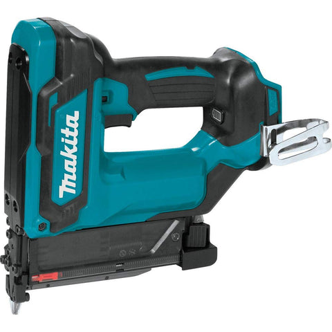 Makita XTP02Z pin nailer in use for precise trim installation with 23 GA nails