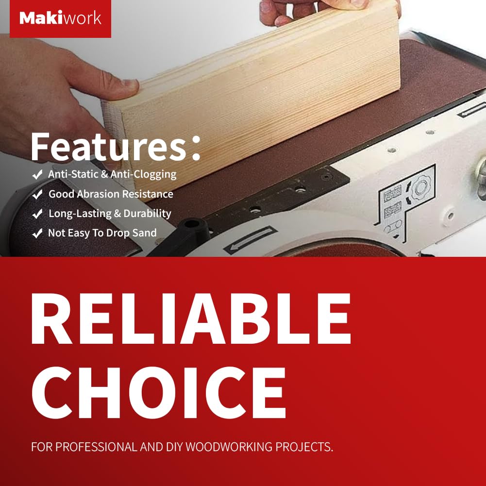Makiwork 6x48 inch sanding belt 240-grit for refined smoothness.