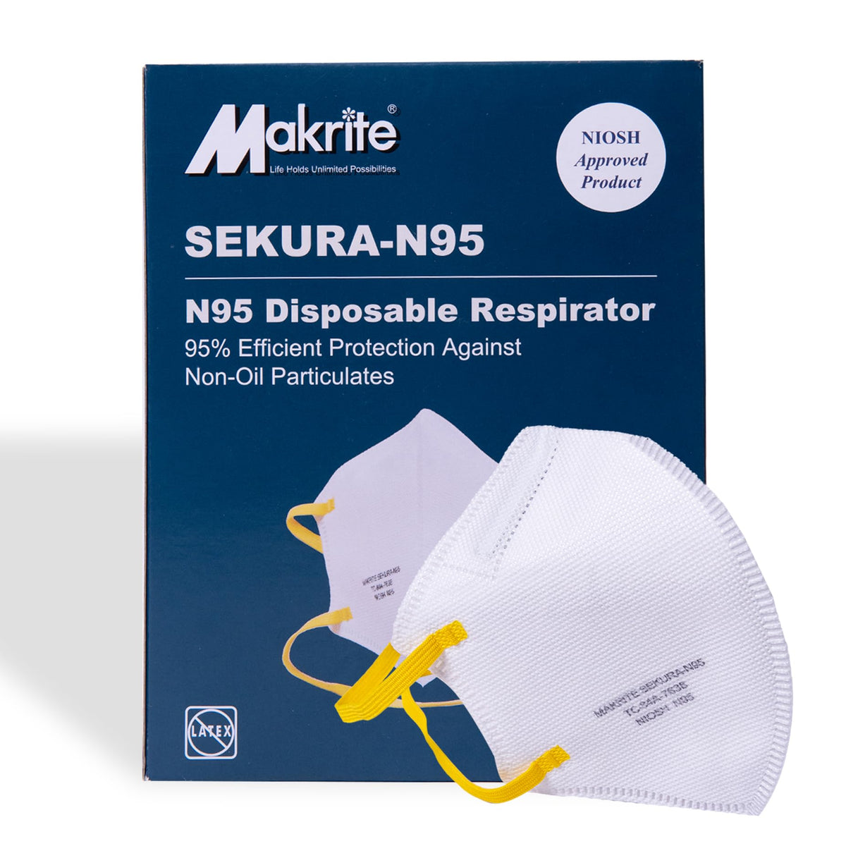 Makrite SEKURA N95 mask in a 40-pack box for easy on-site protection