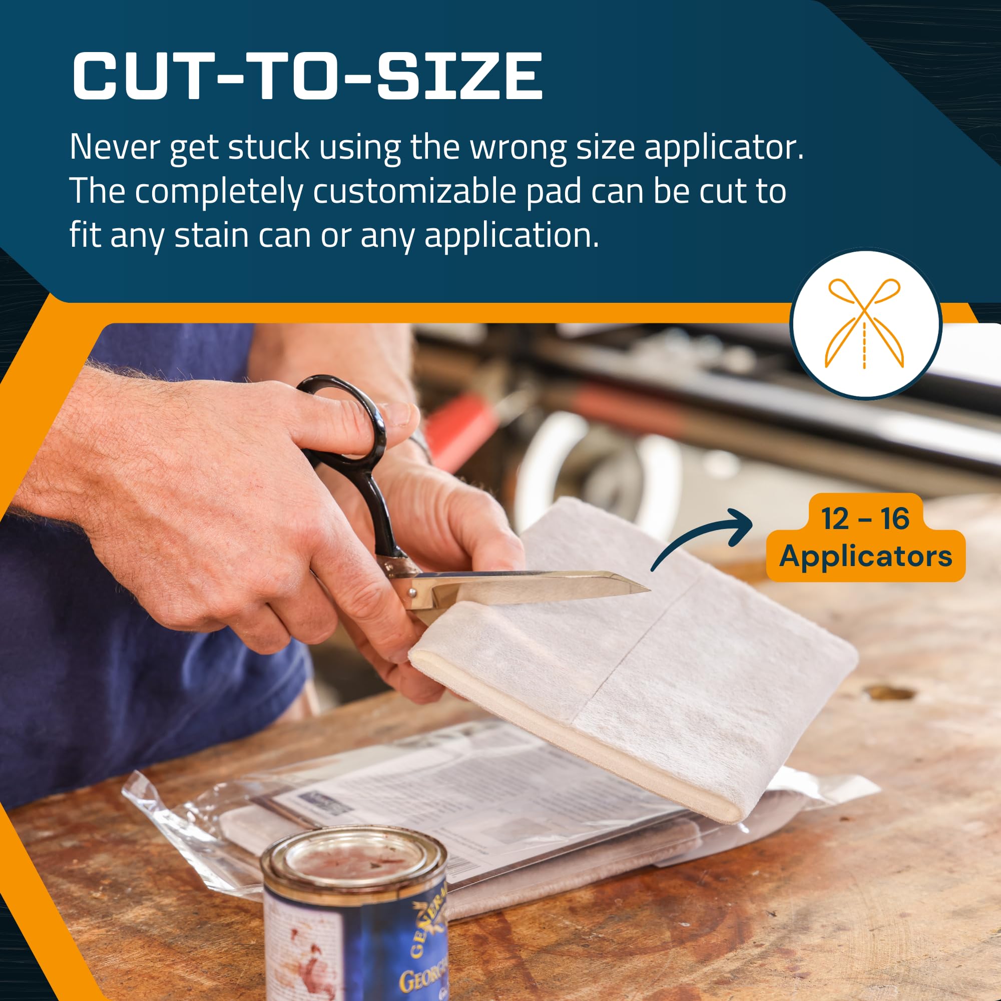 MaKRS stain pad precision-application showing control for tight corners and trims