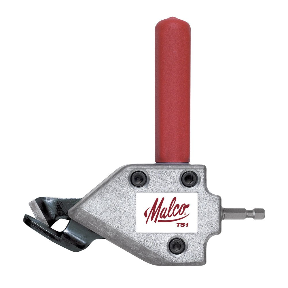 Malco TS1 Turbo Shear inserted into drill chuck enabling fast metal cutting on site