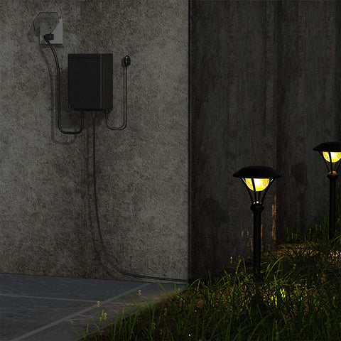 Malibu C landscape transformer suits porch, path, and garden lighting.