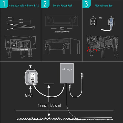 Malibu C power-pack setup demonstrates simple garden installation and adjustment.