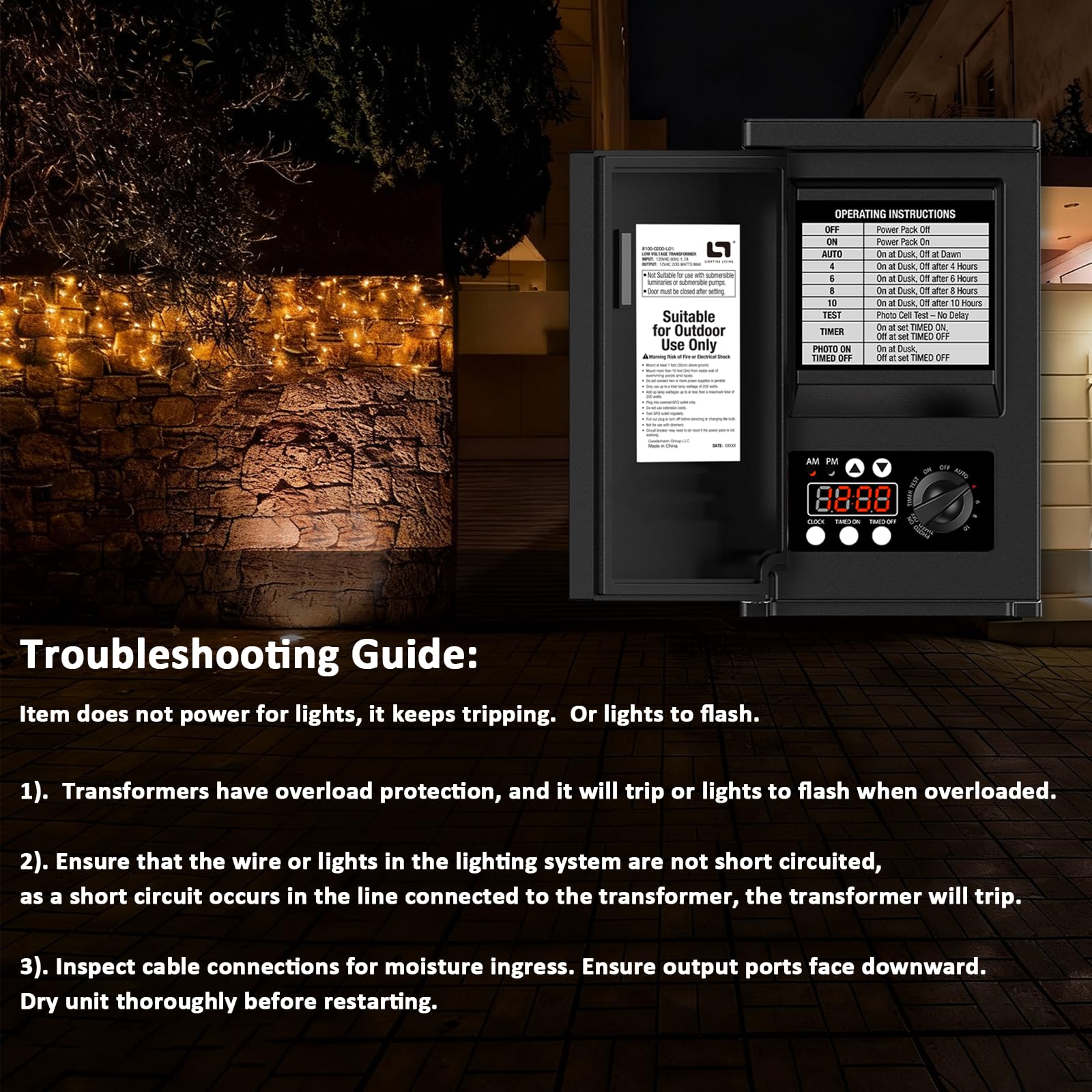Malibu C output ports offer easy, secure low-voltage connections.