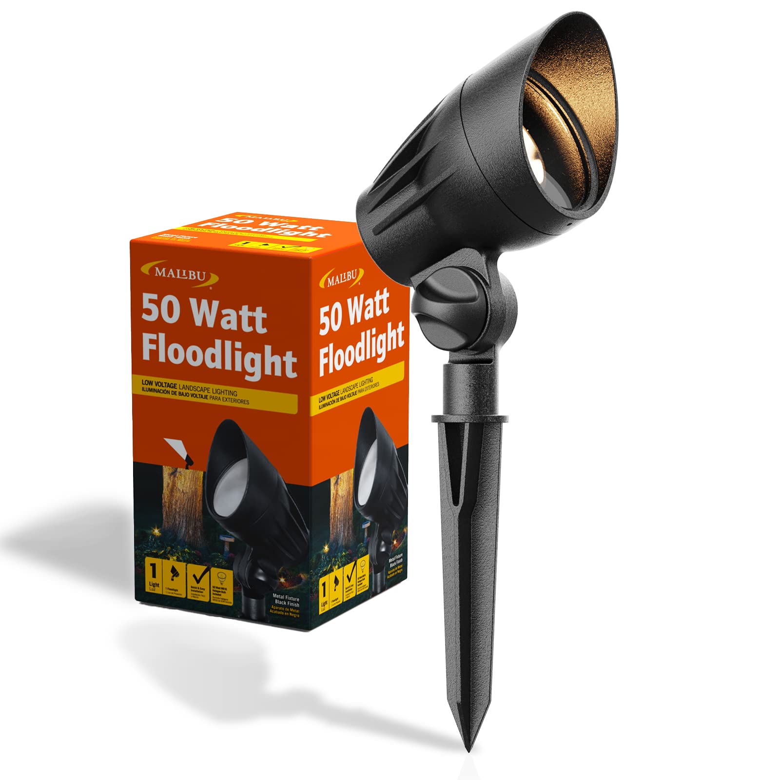 Malibu C 50W MR16 floodlight angle highlighting garden edges for evening ambience