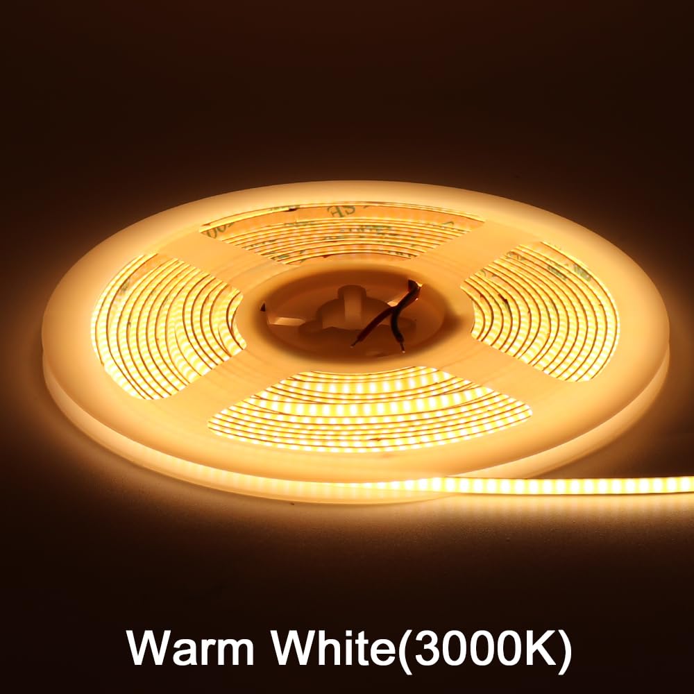 Uniform light from COB technology for dotless shelf and countertop glow