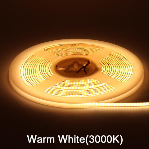 Uniform light from COB technology for dotless shelf and countertop glow