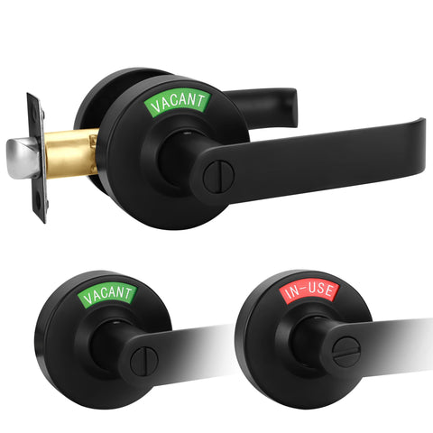 Malimali indicator door handle front view showing red IN USE and green VACANT indicators