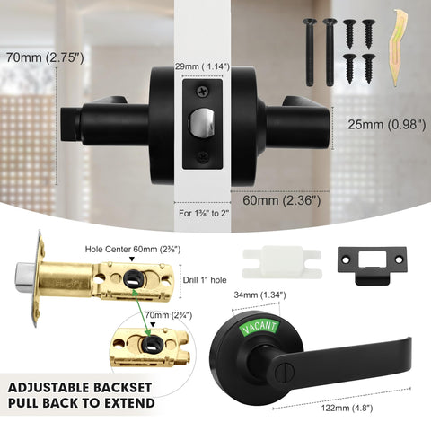Malimali stainless steel door handle with occupancy indicator for durable restroom use