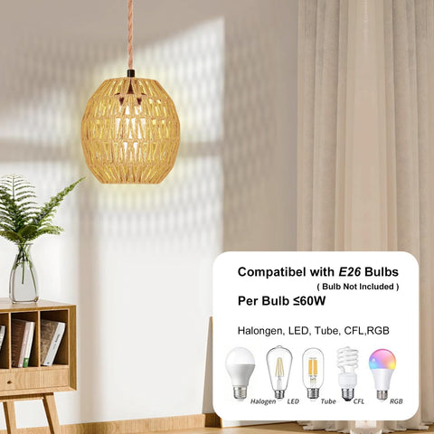 Maliralt rattan shade adds rustic charm to bedrooms and dining areas.