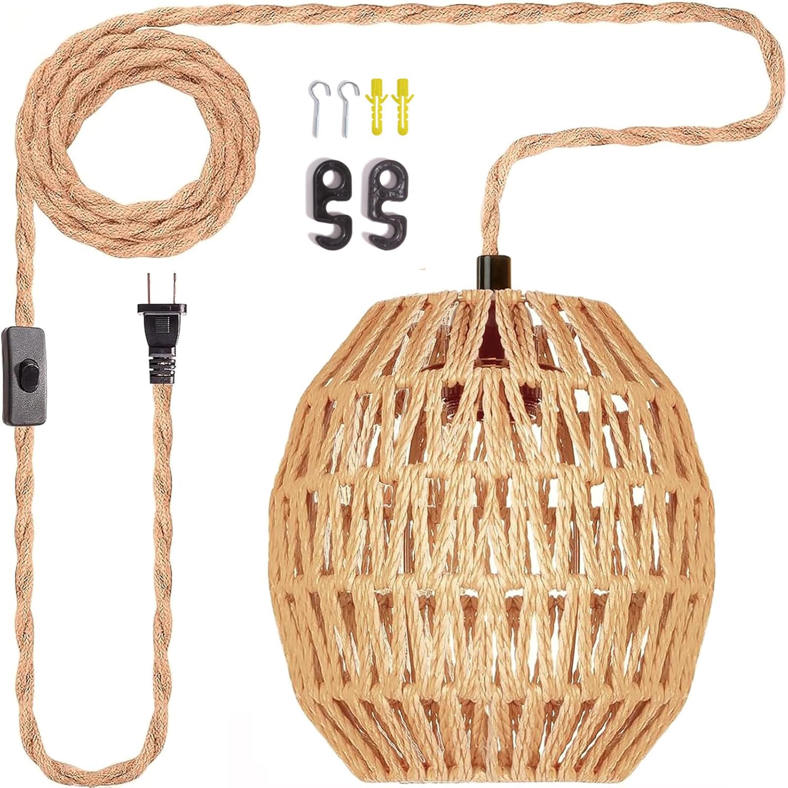 Maliralt rattan egg-shade pendant closeup with warm texture for cozy rooms.