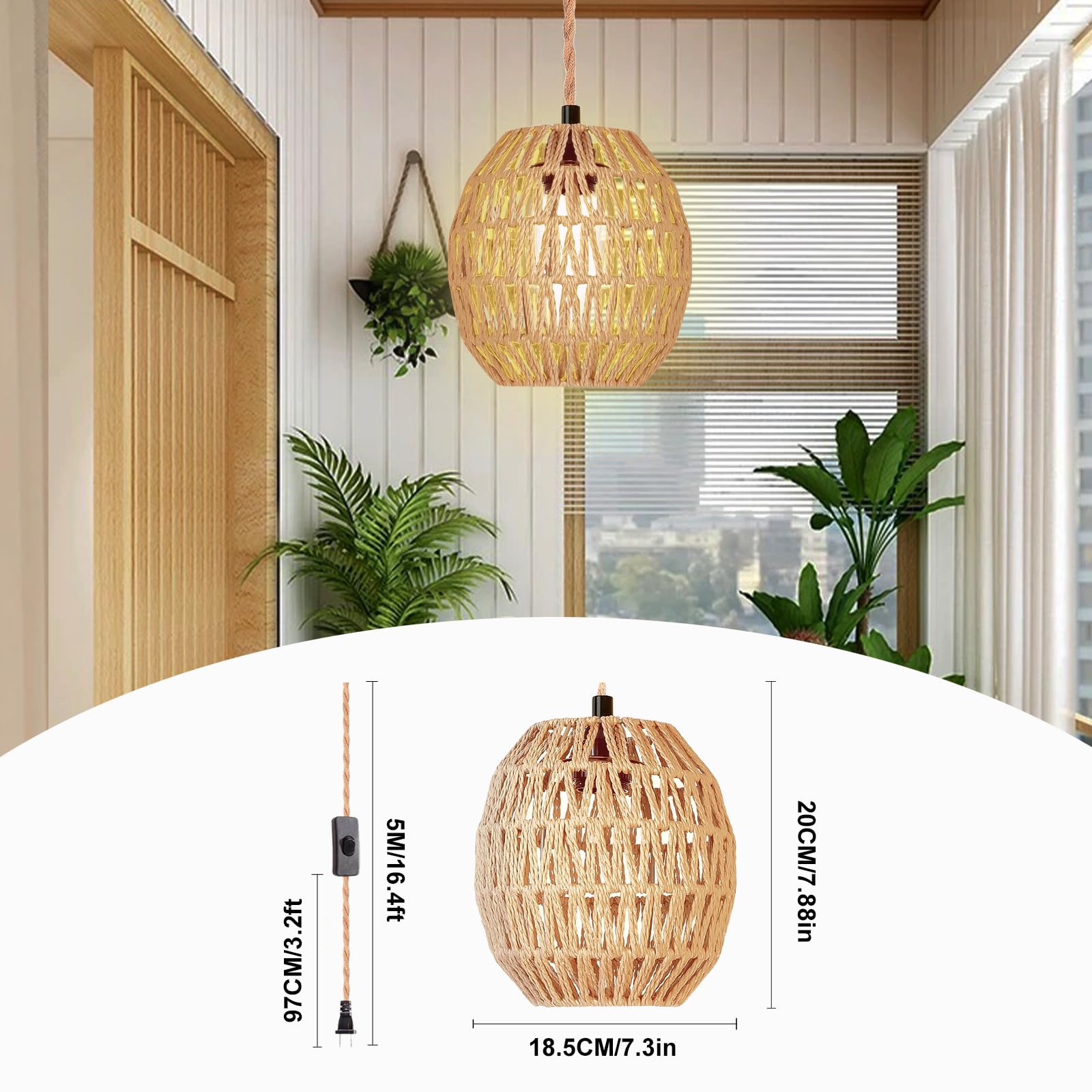 Maliralt plug-in cord pendant ready for easy mounting in any room.