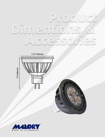 Malory MR16 LED offers up to 50,000 hours of long life