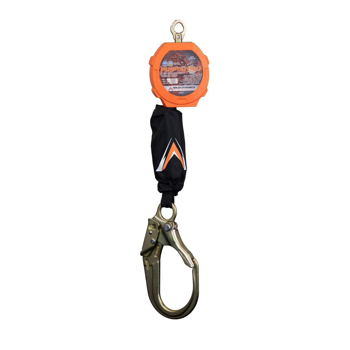 Malta Dynamics Pygmy Hog 11ft SRL top connector with 360° swivel for unrestricted movement.