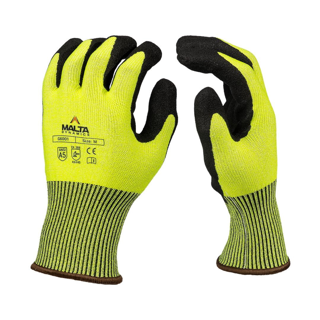 Malta Dynamics Safety Gloves close-up of palm coating for superior grip.