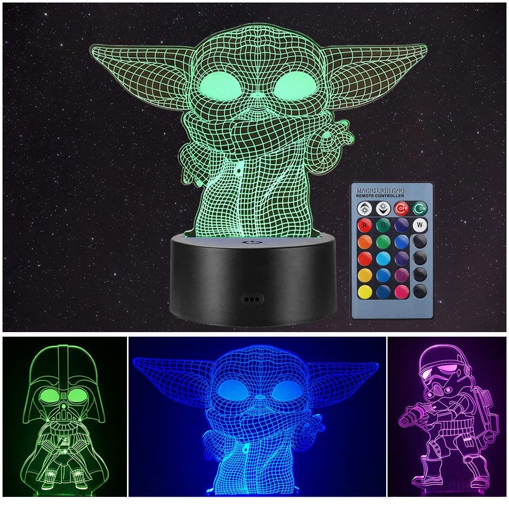 Manco Star Wars 3D Night Light Baby Yoda plate brightens kids’ room ambiance.