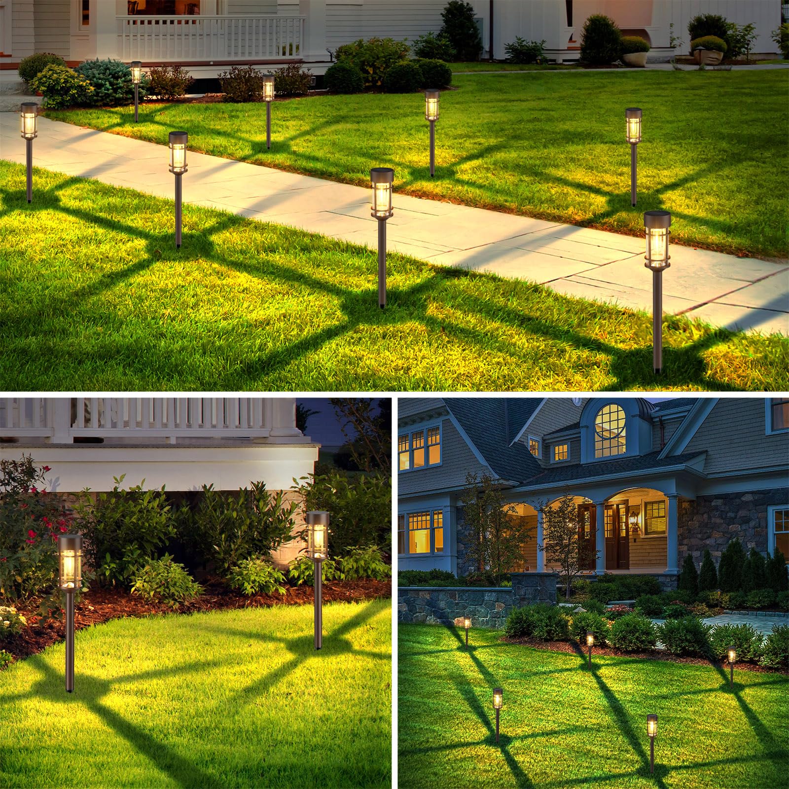 Mancra garden and driveway illumination along a stone path