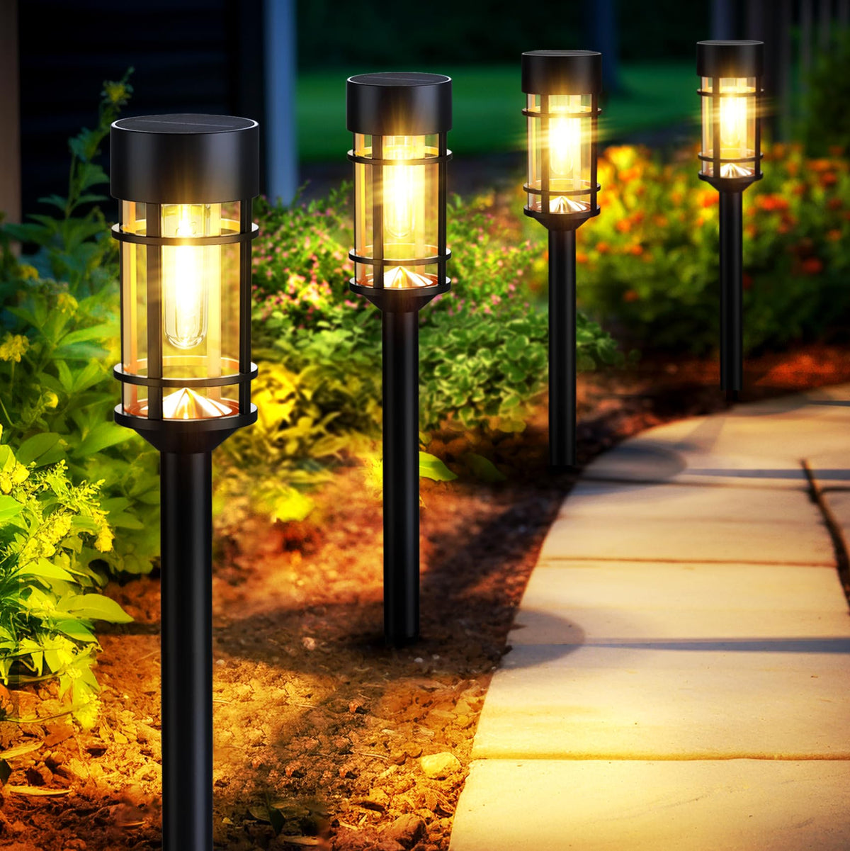 Mancra solar pathway lights 8-pack illuminate walkways wire-free for safe navigation.