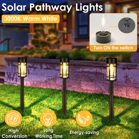 Mancra solar pathway lights with dusk-to-dawn sensor provide effortless nightly lighting.