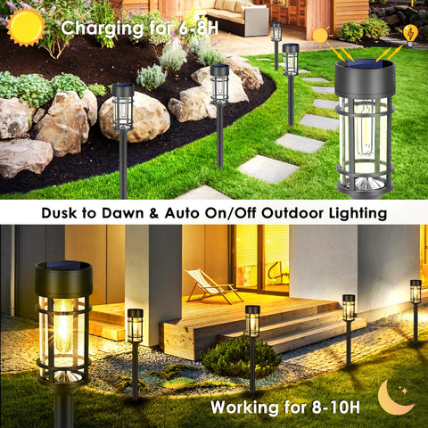 Mancra solar pathway lights easy installation stakes for quick yard setup.