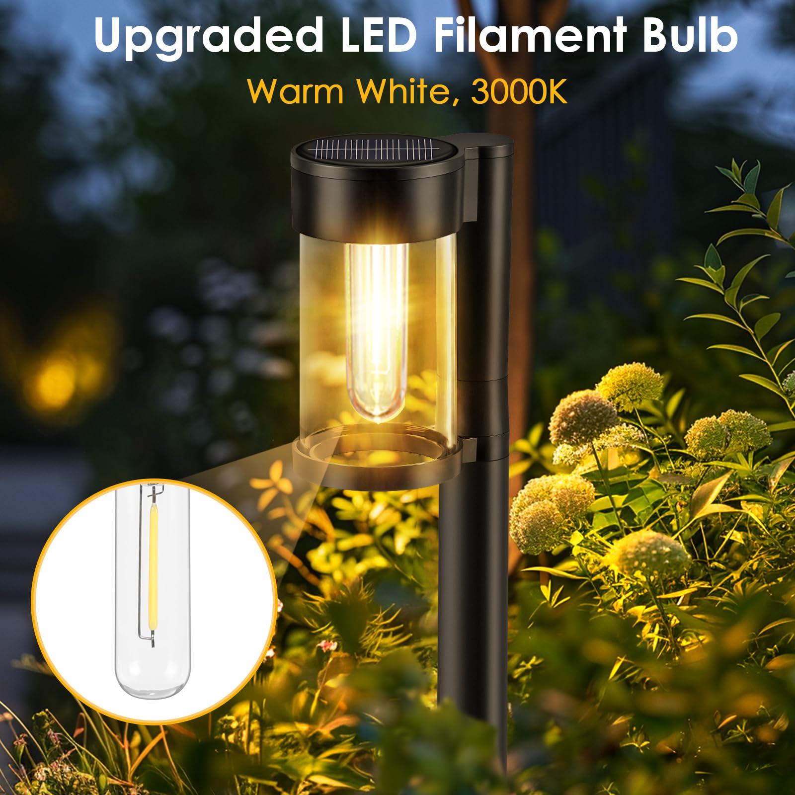 Mancra solar pathway lights glass lampshade enhances light transmission for clear illumination.