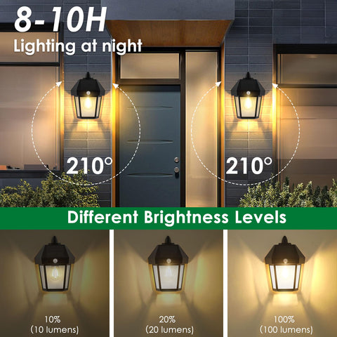 Mancra solar wall light operating at dusk-to-dawn for night visibility