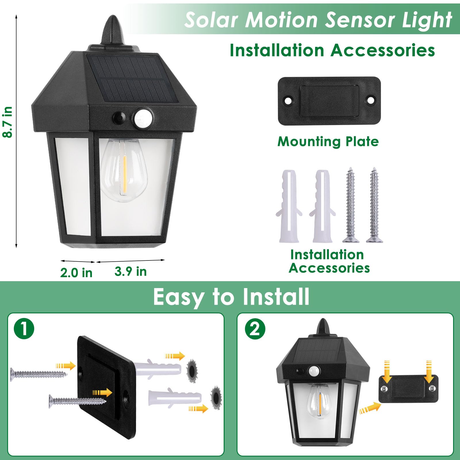 Mancra solar wall light with 210° wide-angle beam coverage
