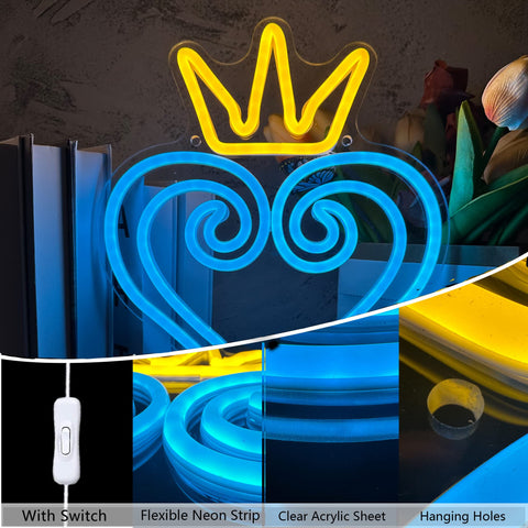 Manimo LED Hearts neon sign on wall creates playful room mood lighting.