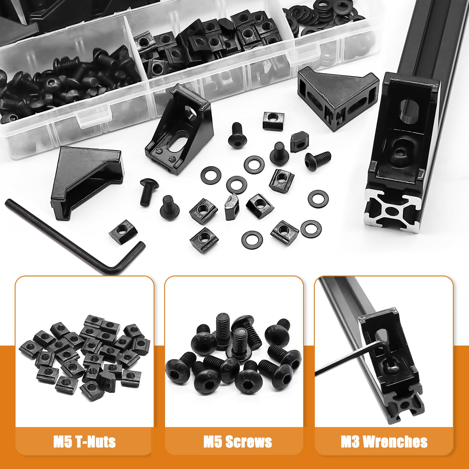Mankk 30-piece corner bracket set stored in a transparent box