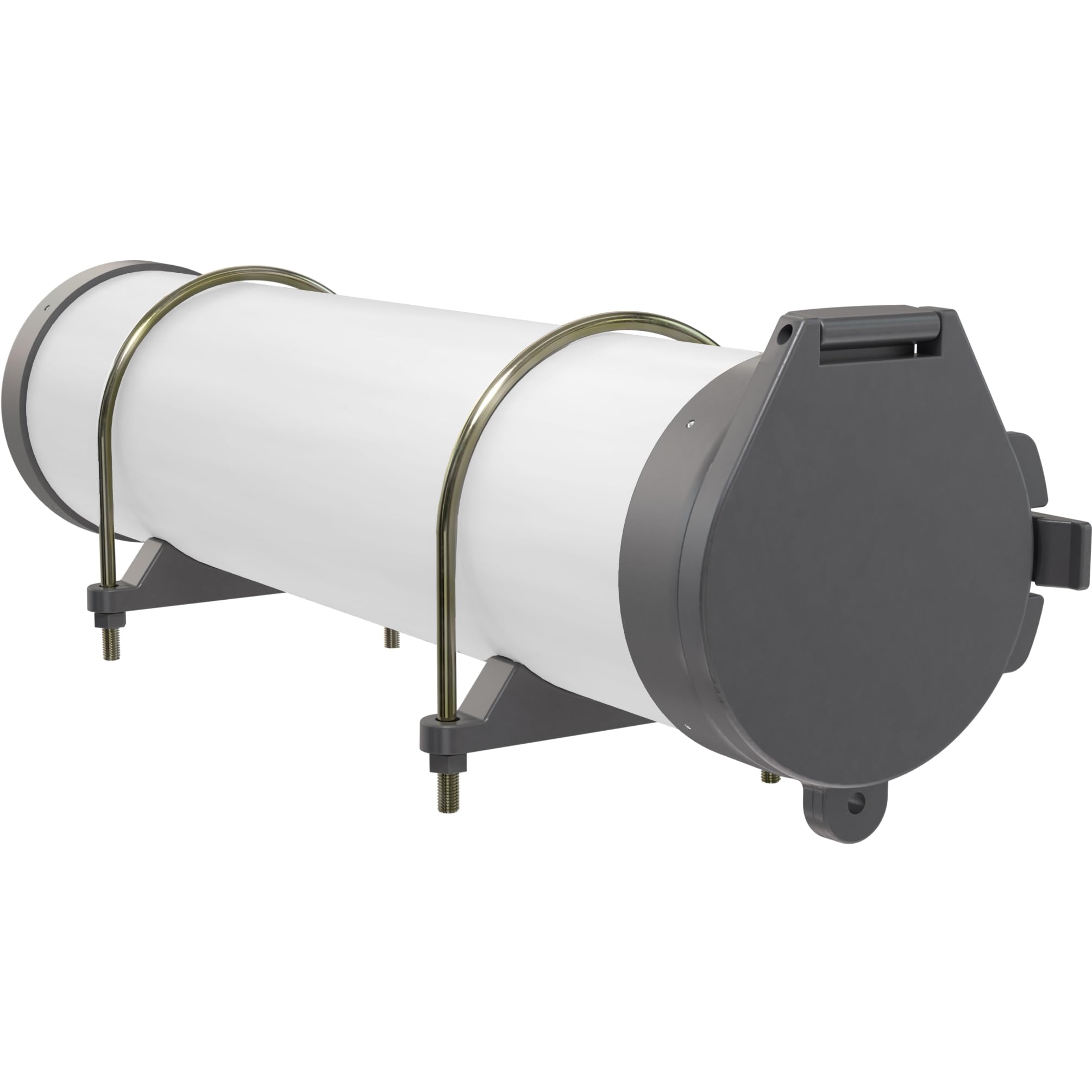 Manram conduit carrier kit front cap securing 4-inch pipes for safe transport.