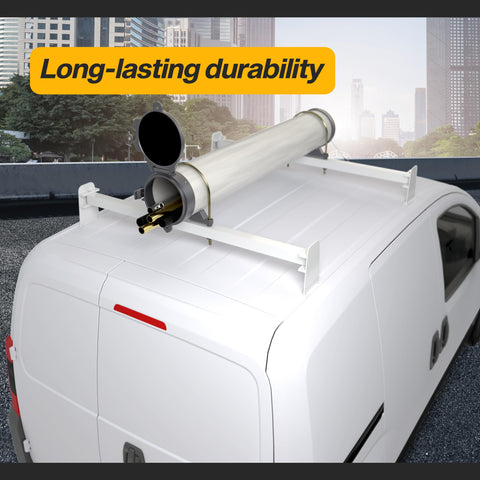 Manram conduit carrier kit mounted with pipe promotes organized vehicle storage.