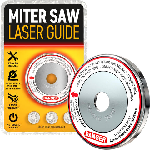 Manram Miter Saw Laser Guide assembly shows easy mounting for compatible saws