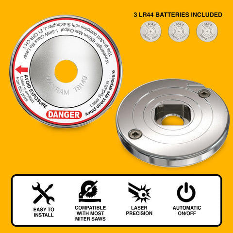 Manram Miter Saw Laser Guide setup demonstrates precise alignment for clean cuts