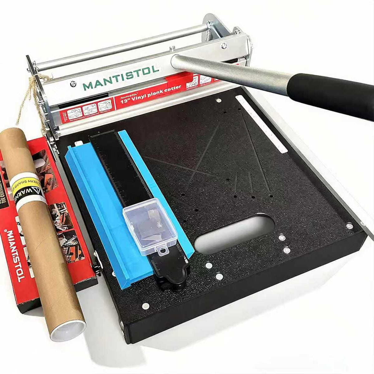 Mantistol 13-inch Pro Cutter front view showing wide cutting capacity for rigid vinyl floors