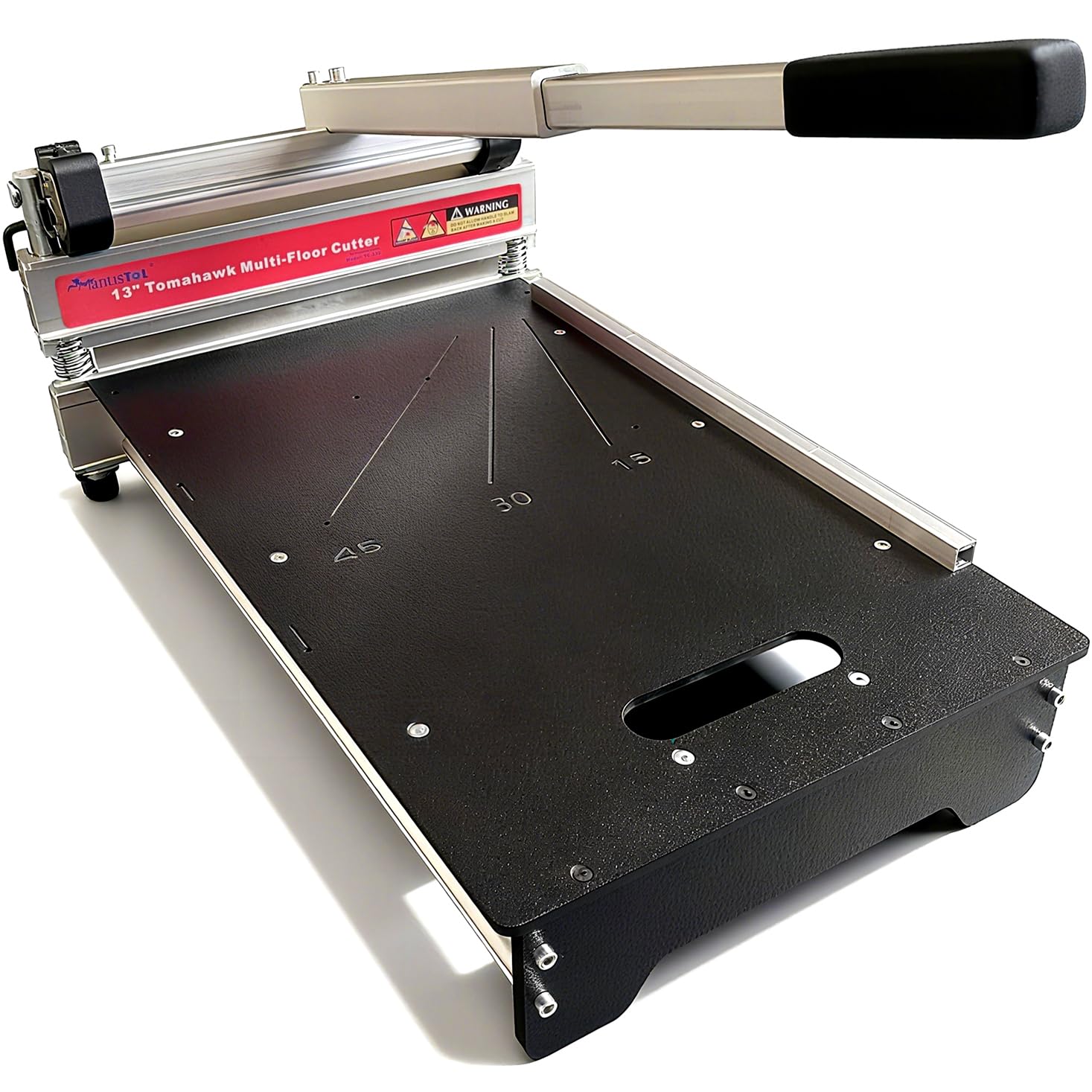 MANTISTOL 13-inch Pro floor cutter top view showing precision for laminate and vinyl cuts