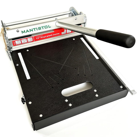 Mantistol 13-inch floor cutter cutting SPC flooring with precision.