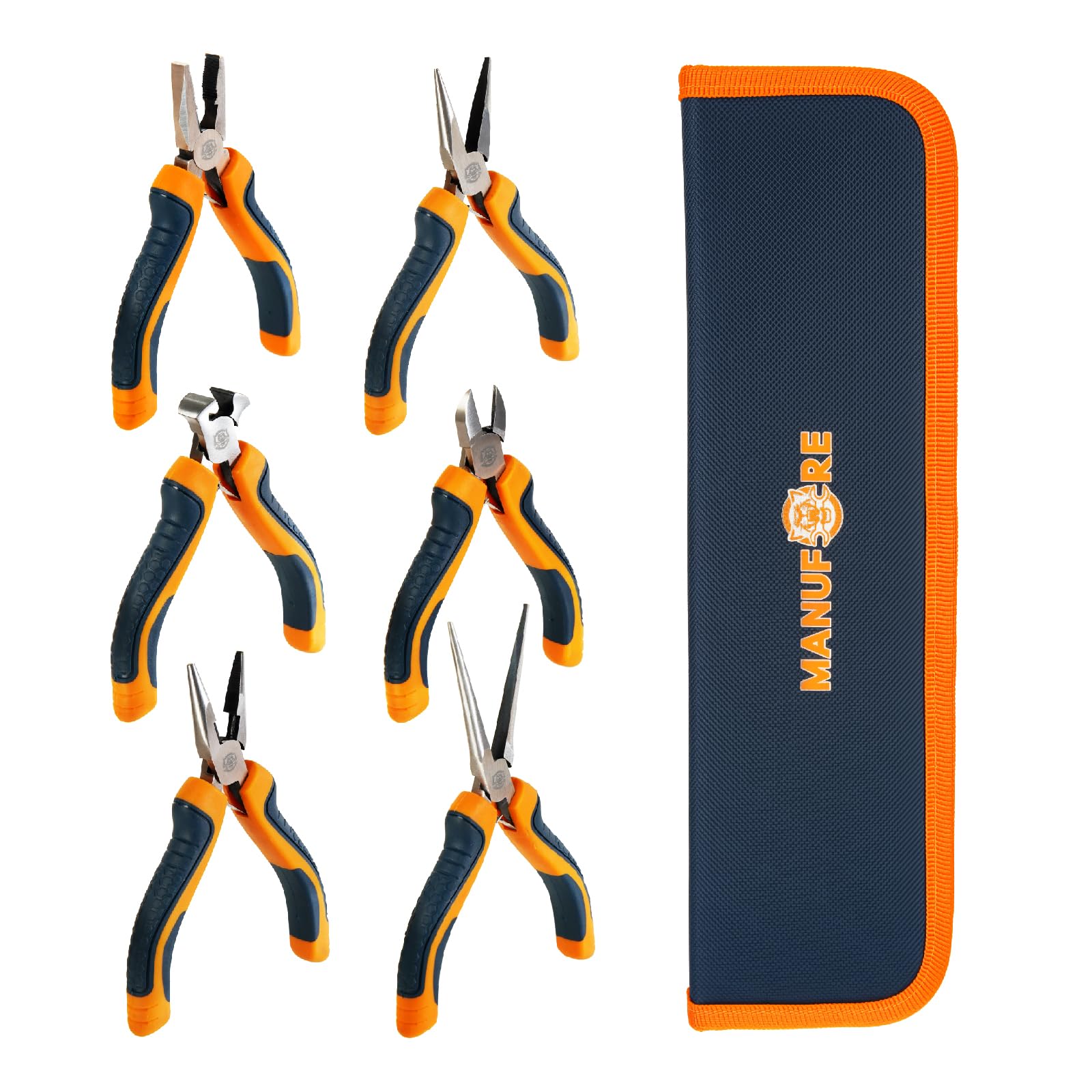MANUFORE mini needle-nose pliers for precise gripping in electronics repair.