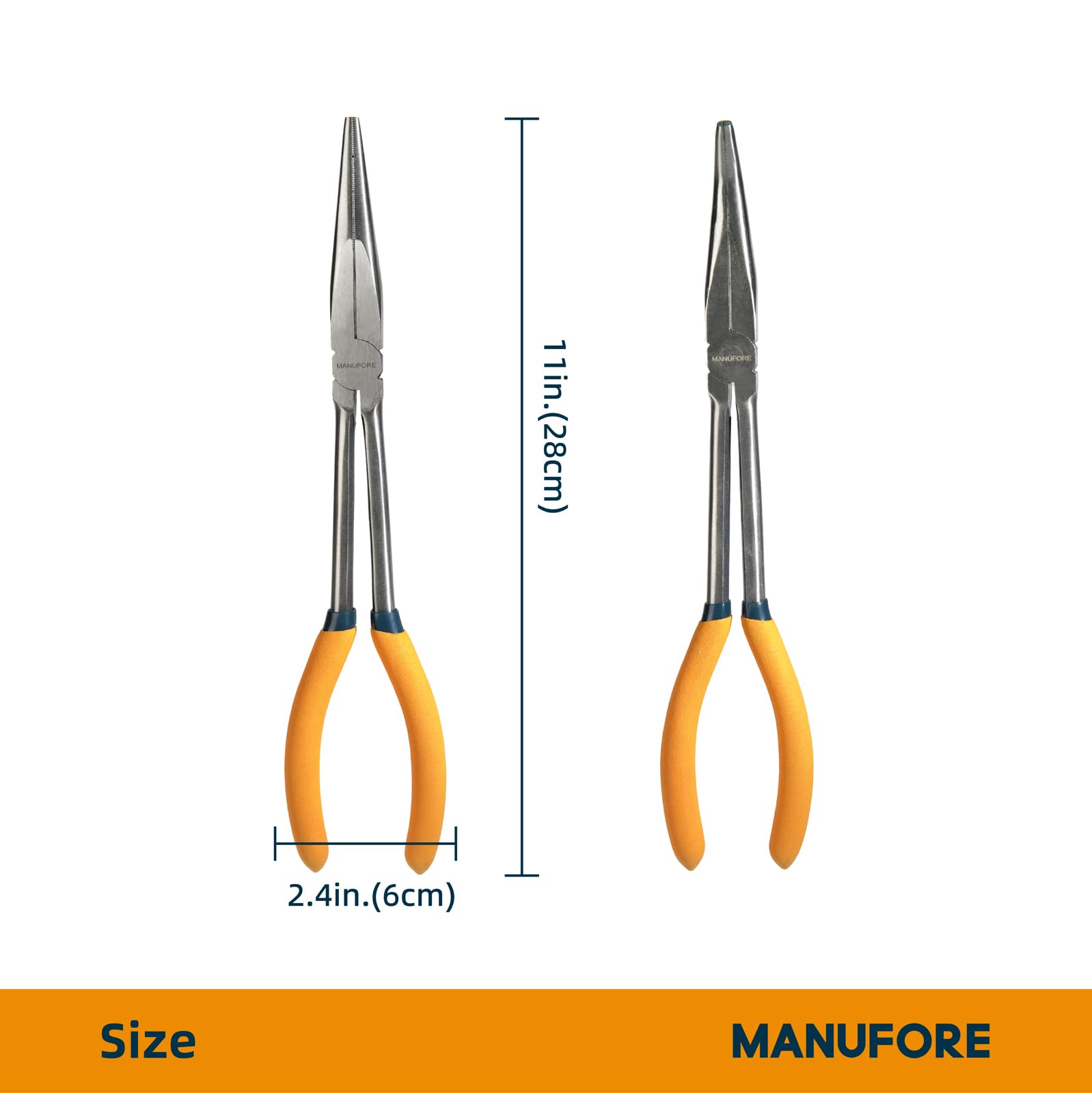 MANUFORE 11 inch 90 degree bent tip reaches cramped spots