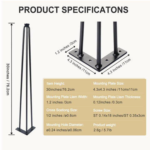 ManyiHome hairpin leg top view highlighting clean lines for modern industrial furniture.