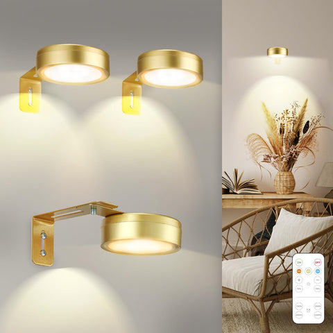 Maooght 3-pack battery-powered picture lights illuminate frames without cables.