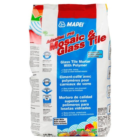 Mapei Adesilex-P10 premium mortar for mosaic glass tiles, non-sag performance for flawless installations