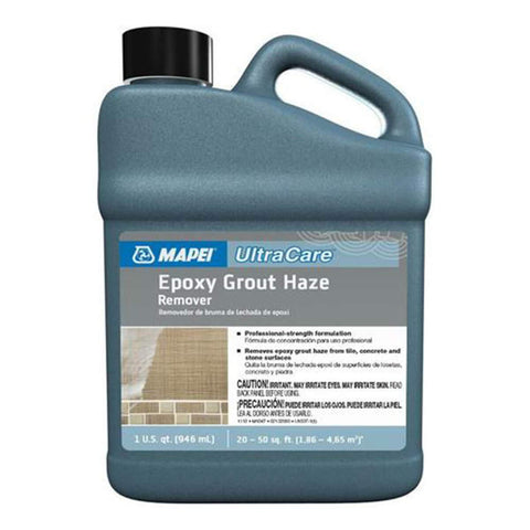 Mapei UltraCare Epoxy Grout Haze Remover bottle for epoxy haze removal on tile and stone.