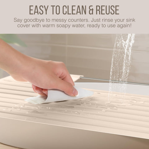 Maplefield sink mat protects surfaces from heat while styling at the sink.