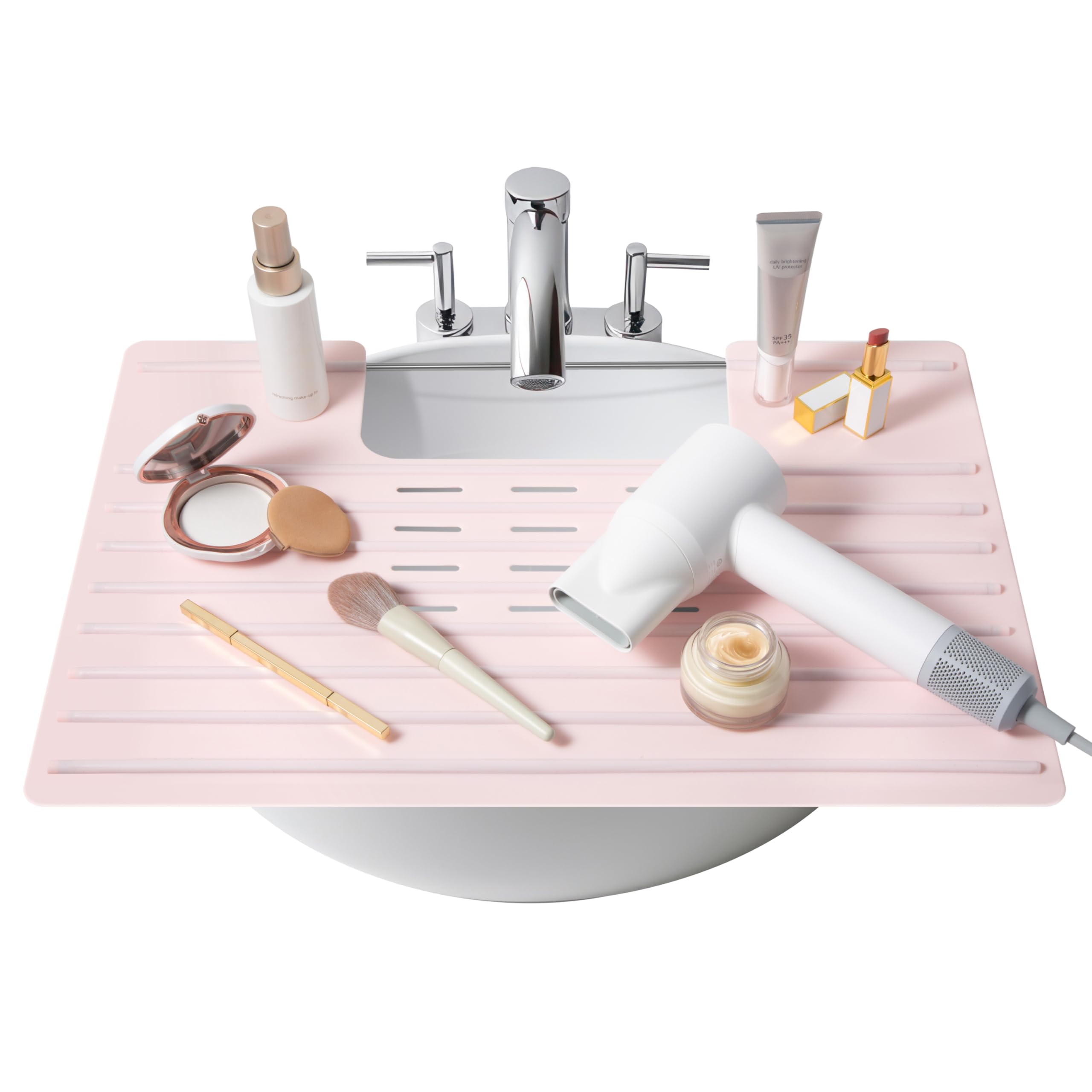 Maplefield foldable silicone sink cover extends counter space for easy grooming