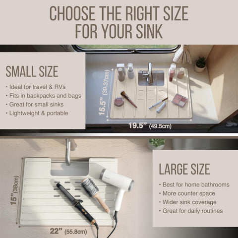 Maplefield silicone sink cover folded for travel in luggage.