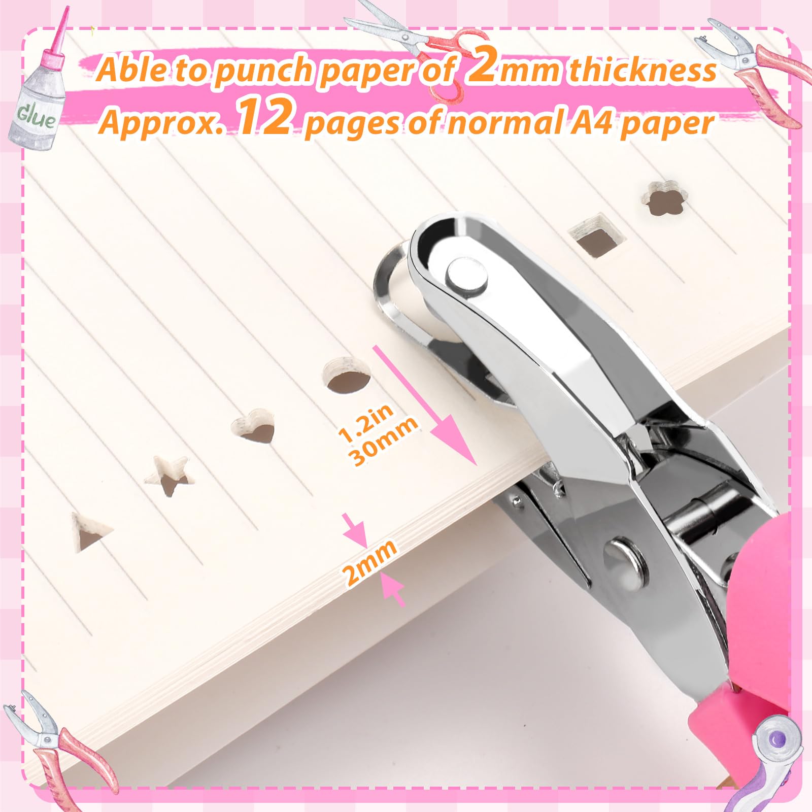 MAPVOLUT square hole punch for sturdy binder dividers and labels