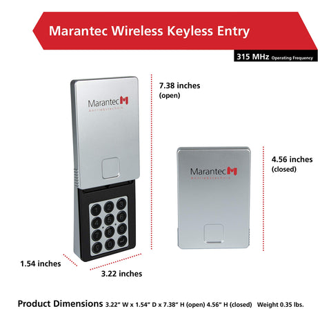 Marantec battery powered keypad designed for outdoor garage mounting