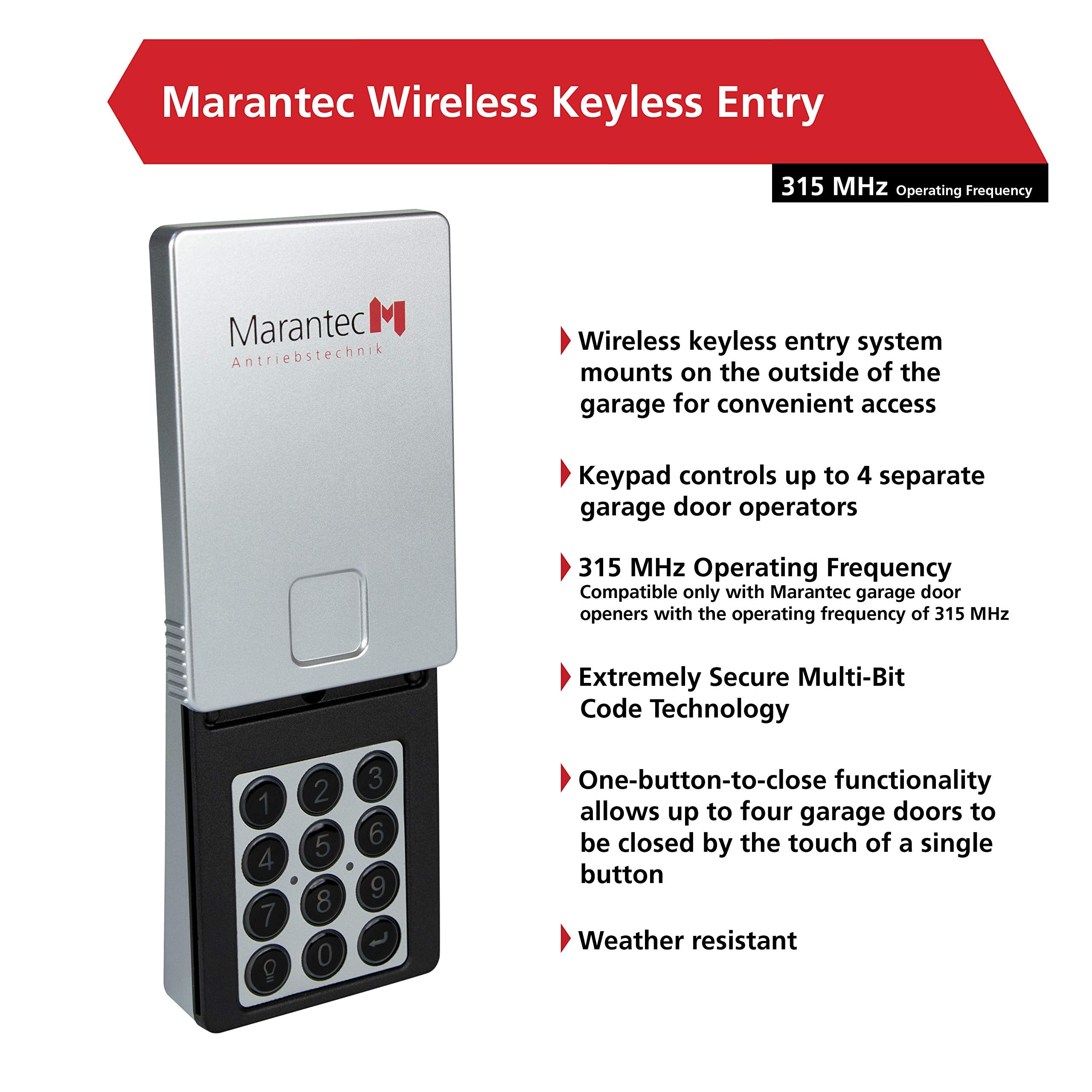 Marantec wall mounted keypad enabling quick secure garage access